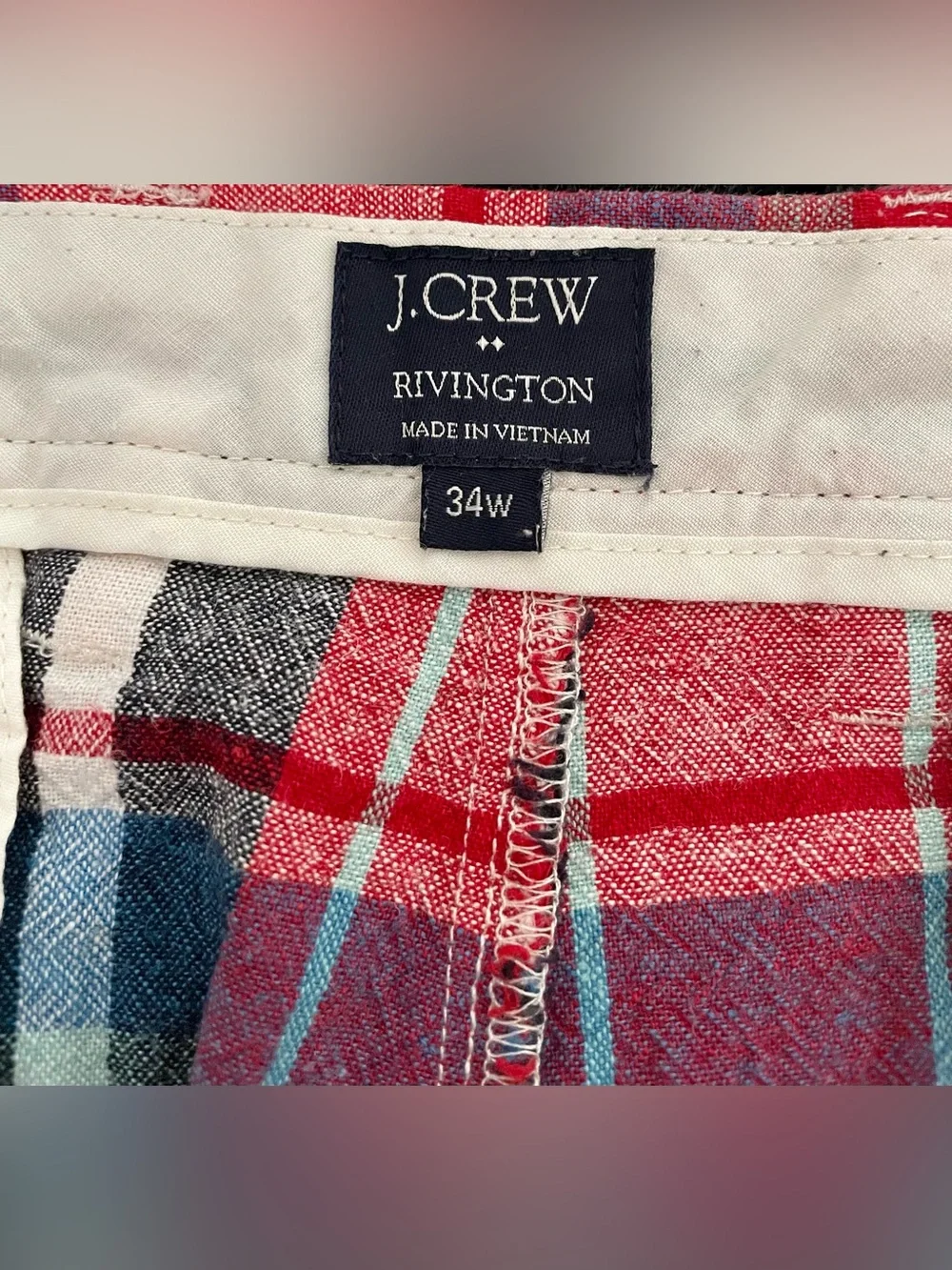 🍎 J. Crew Red Plaid Flat Front Shorts 🍎